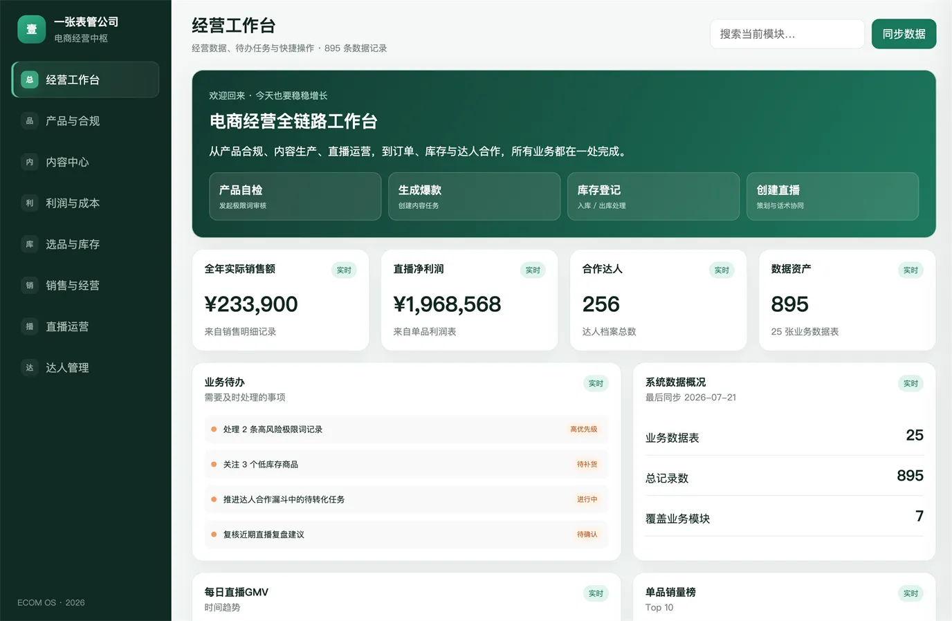 Official WorkBuddy lightweight HTML application example with dashboard cards and data views