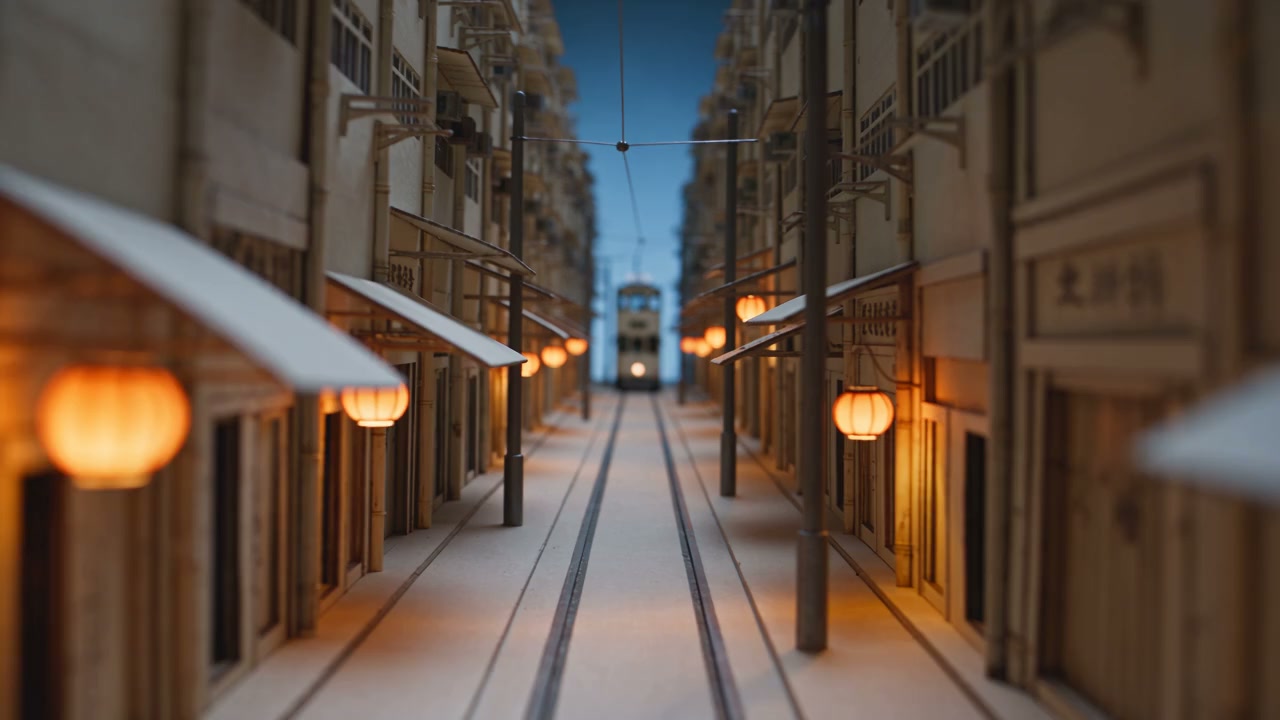 Miniature paper Hong Kong tram street