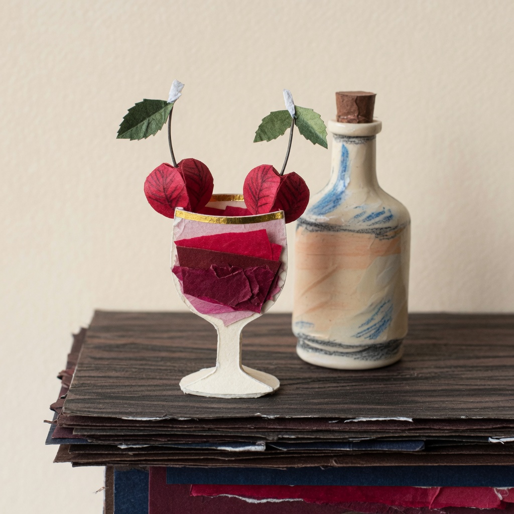 Paper glass of ginjinha with cherries