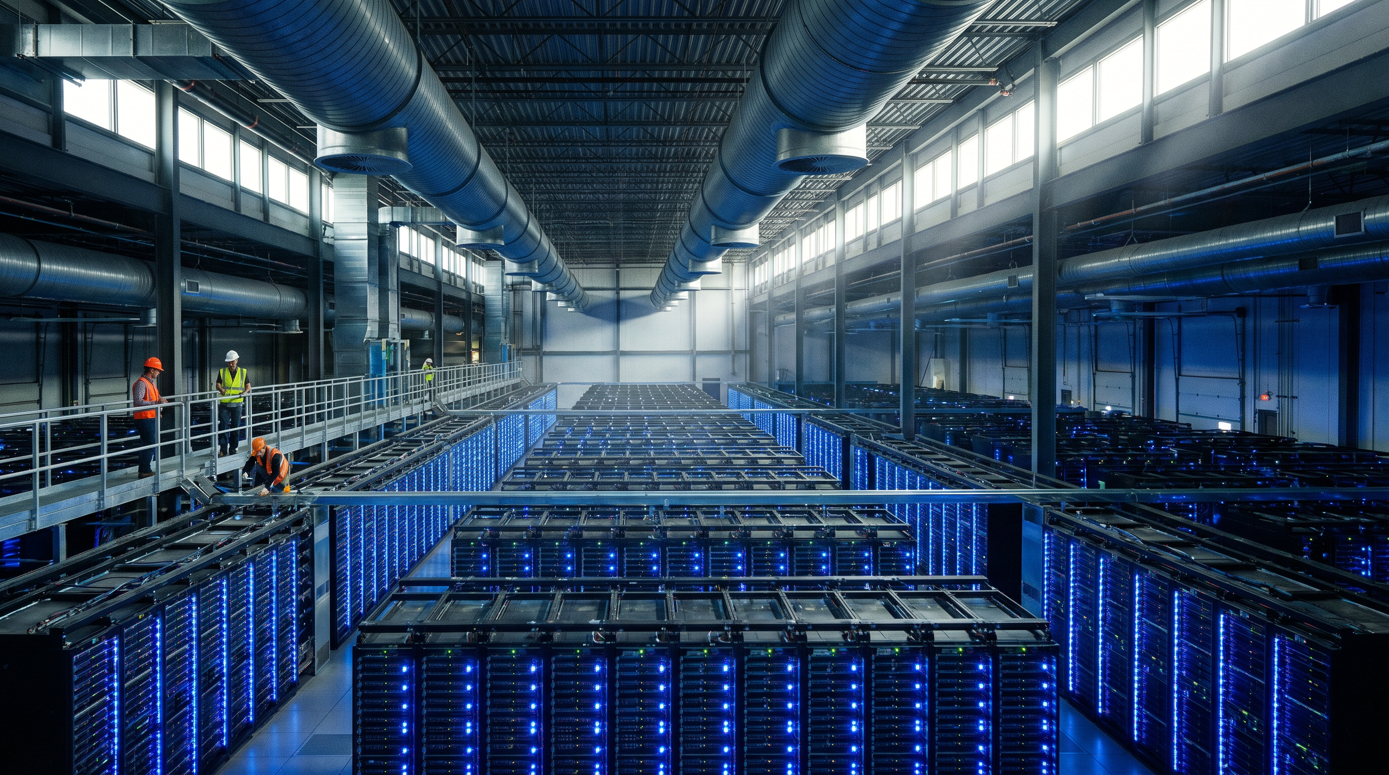 xAI's Colossus supercomputer facility in Memphis, Tennessee — a 100,000 GPU cluster that serves as the training infrastructure for Grok-3. The facility is one of the largest AI training installations in the world.